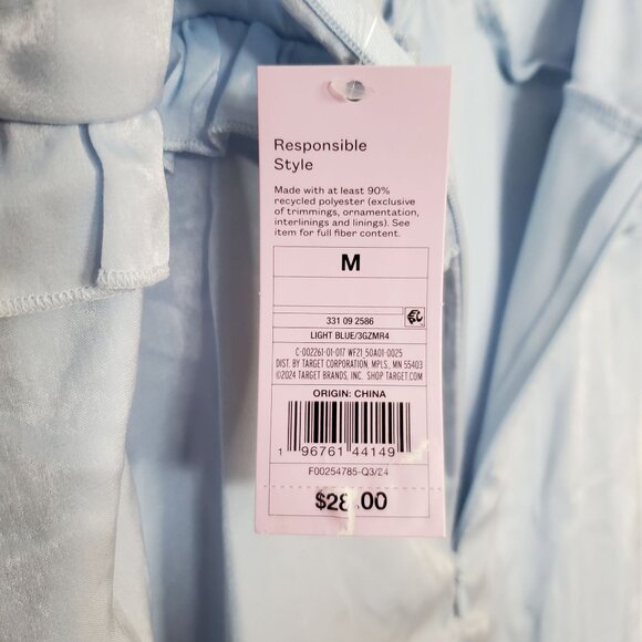 Wild Fable Light Blue Ruffle Trim Satin Summer Dress With Bow Straps Size M - Picture 14 of 14